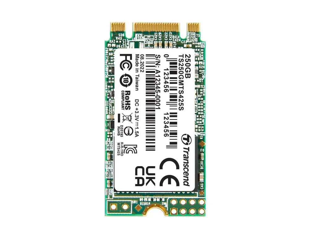 .M.2 SATA SSD  250GB Transcend "TS250GMTS425S" [42mm, R/W:500/330MB/s, 40K/75K IOPS, 90 TBW, 3D TLC] - photo