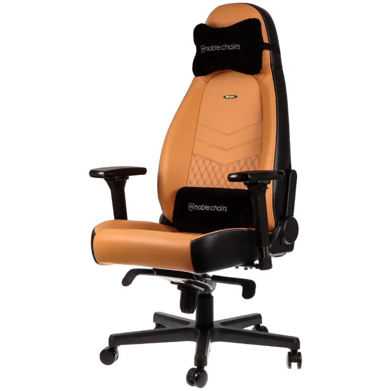 Игровое кресло Noblechairs Icon, Натуральная кожа, Коньячный/Черный - photo
