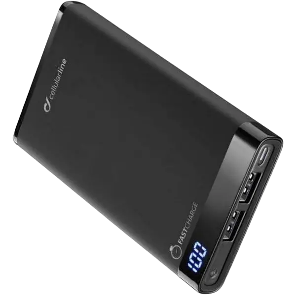 Портативное зарядное устройство Cellularline FreePower Slim, 6000мА·ч, Чёрный - photo