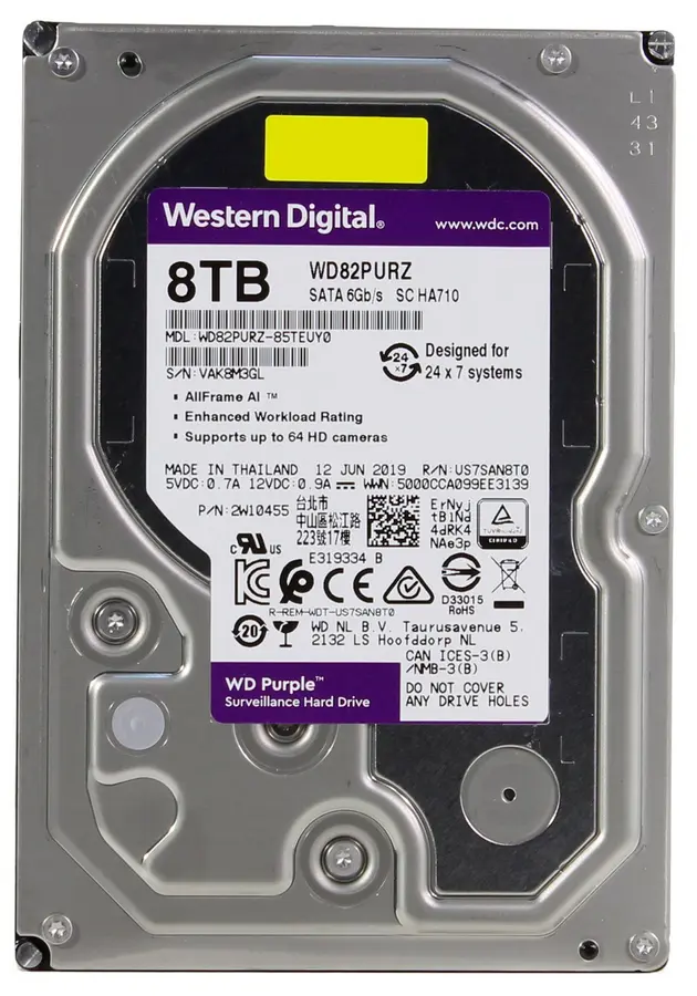 Unitate HDD Western Digital WD Purple, 3.5",  8 TB <WD82PURZ> - photo
