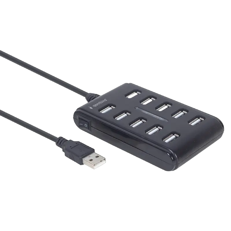 USB-концентратор Gembird UHB-U2P10P-01, Чёрный - photo
