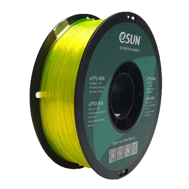 Нить для 3D-принтера ESUN eTPU-95A, Прозрачный Желтый, 1,75 мм, 1 кг - photo