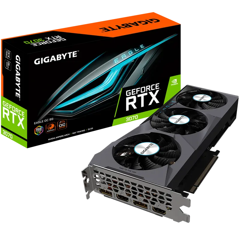 Видеокарта Gigabyte GV-N3070EAGLE OC-8GD,  8GB 256-bit GDDR6X - photo