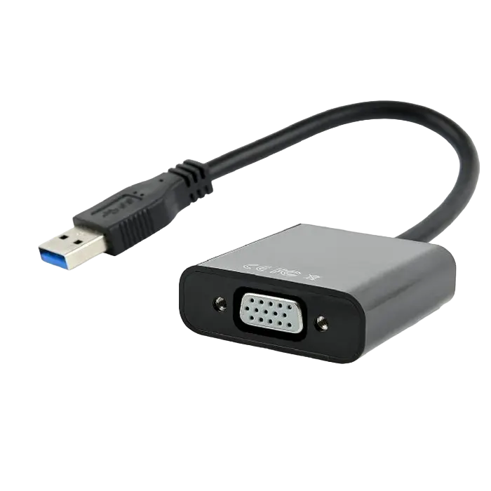 Adaptor Video Cablexpert AB-U3M-VGAF-01, USB - VGA D-Sub (F), 0,15m, Negru - photo