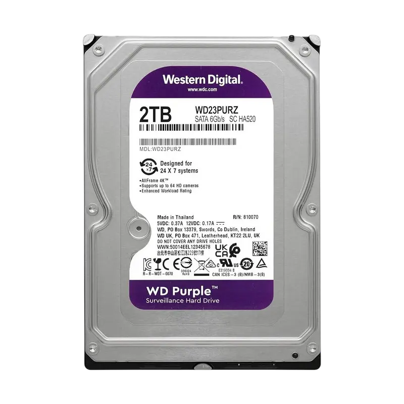 Жесткий диск Western Digital WD Purple, 3.5", 2 ТБ <WD23PURZ> - photo