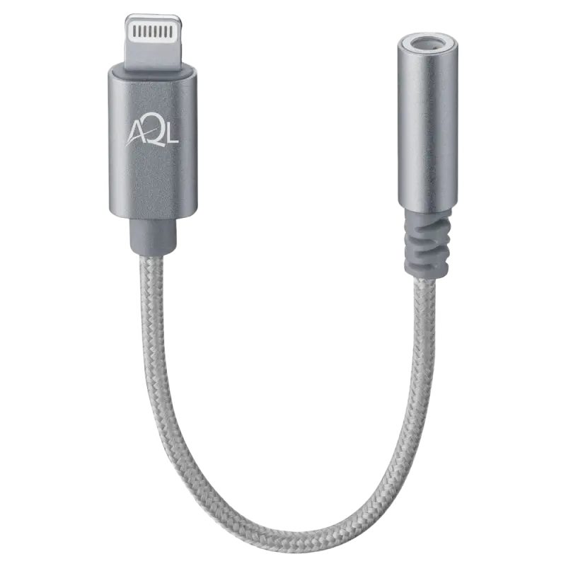 Audio Adaptor Cellularline Aux Adapter Audio, 3.5mm 3-pin (F)/Lightning, 0,1m, Gri - photo