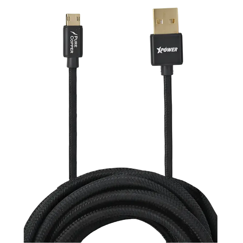 Cablu încărcare și sincronizare Xpower Micro-USB Cable, Nylon, 2m, USB Type-A/micro-USB, 2m, Negru - photo