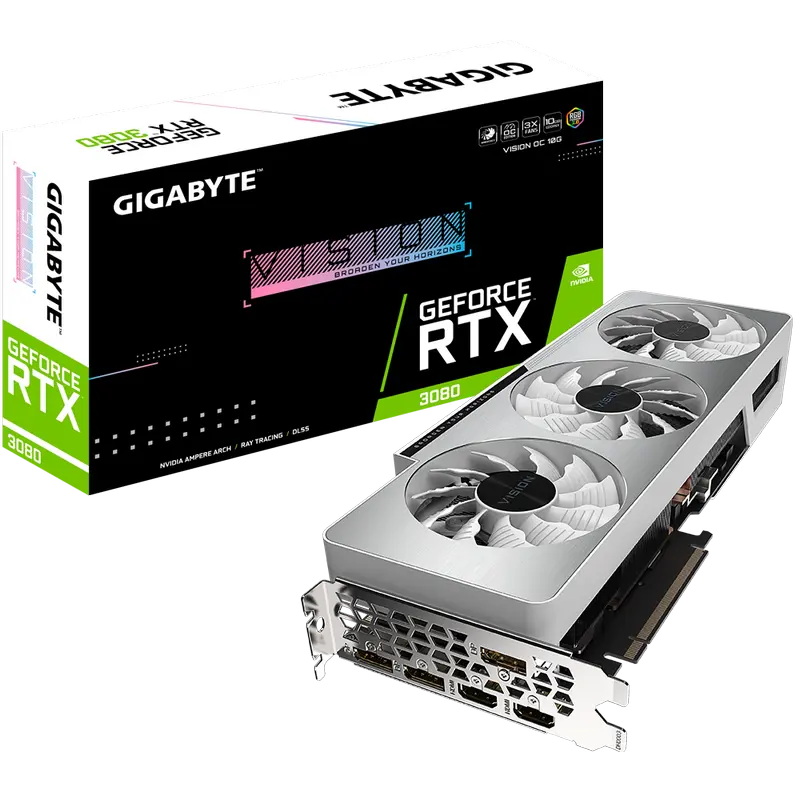 Видеокарта Gigabyte GV-N3080VISION OC-10GD, 10GB GDDR6X 320бит - photo