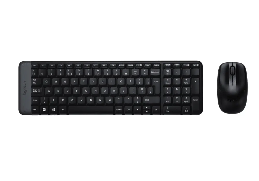 Wireless Keyboard & Mouse Logitech MK220, Compact, Quiet typing, FN key, 2xAAA/2xAA, Black - photo