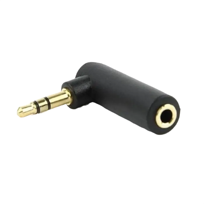 Аудио адаптер Cablexpert A-3.5M-3.5FL, 3.5mm 3-pin (F) - 3.5mm 3-pin (M), Чёрный - photo