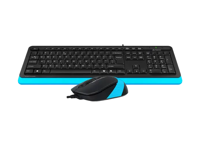Клавиатура и мышь A4Tech F1010, Проводное, Черный/Синий - photo