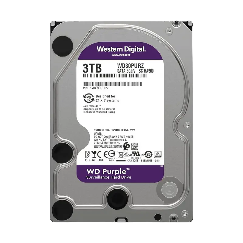 Жесткий диск Western Digital WD Purple, 3.5", 3 ТБ <WD30PURZ> - photo