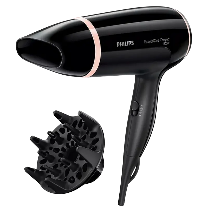 Uscător de păr Philips Essential BHD004/00, 1800 W, Negru - photo