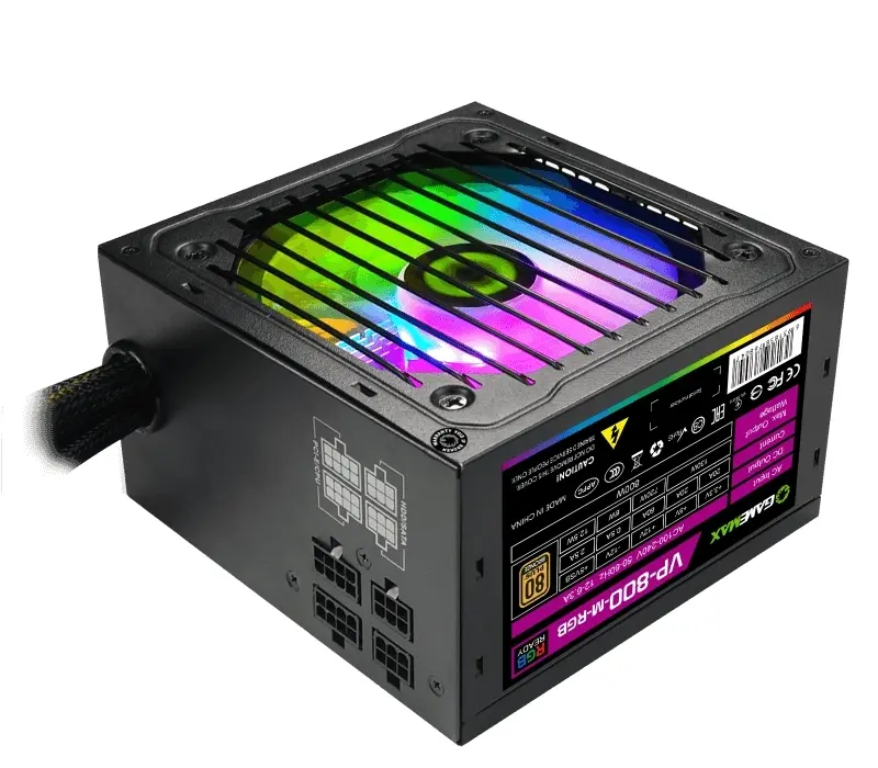 Блок питания для компьютеров Gamemax VP-800-RGB-M, 800Вт, ATX, Полумодульный - photo