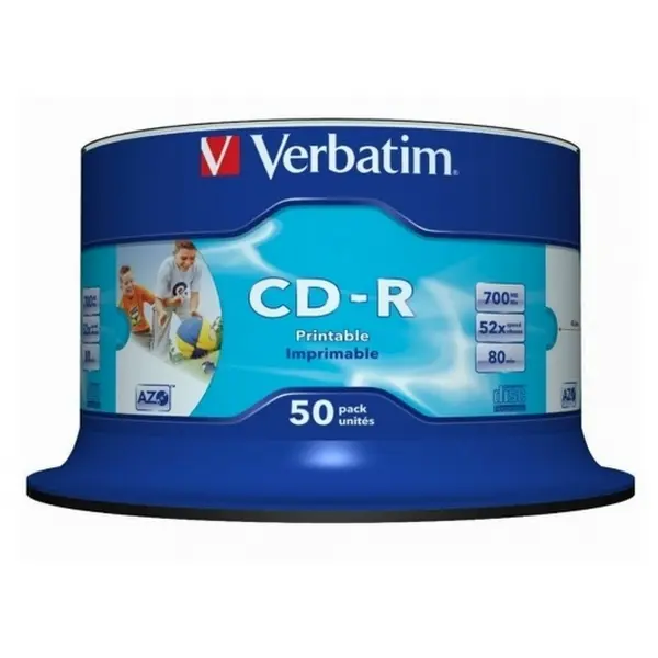 CD-R 50*Cake, Verbatim, 700MB, 52x, AZO, Printable NO ID Brand; 43438, Retail Pack - photo