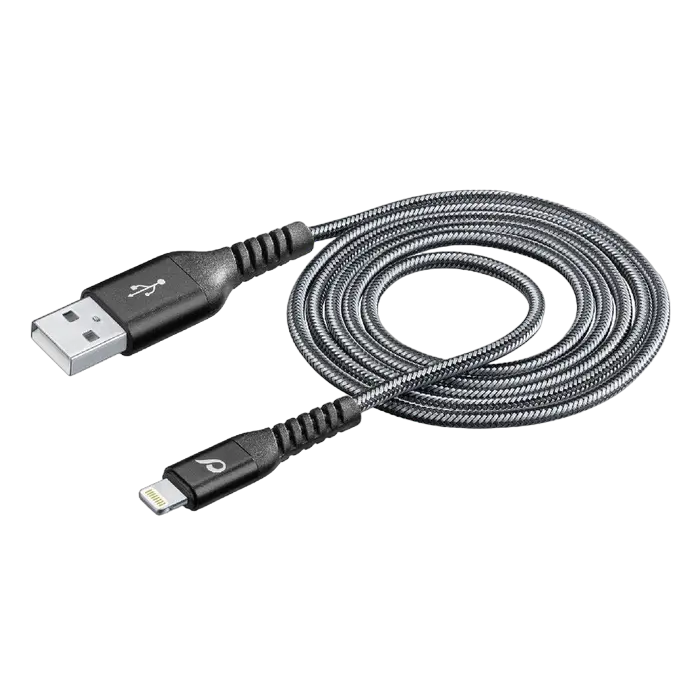 Cablu încărcare și sincronizare Cellularline Tetraforce Cable 200cm - Lightning, USB Type-A/Lightning, 2m, Negru - photo