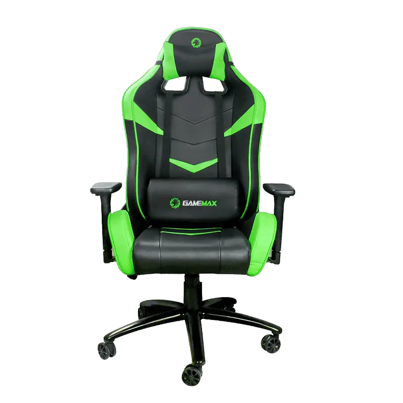 Игровое кресло Gamemax GCR08, Искусственная кожа, Черный/Зеленый - photo