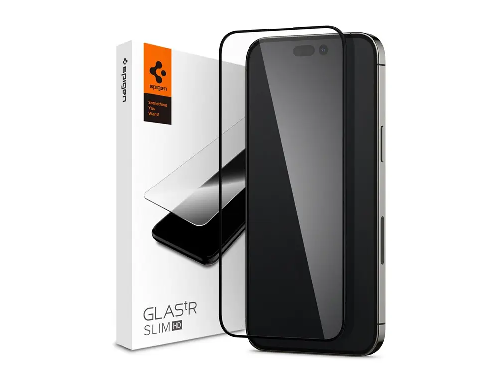 Защитное стекло Spigen iPhone 14 Pro, Glass FC, Чёрный - photo