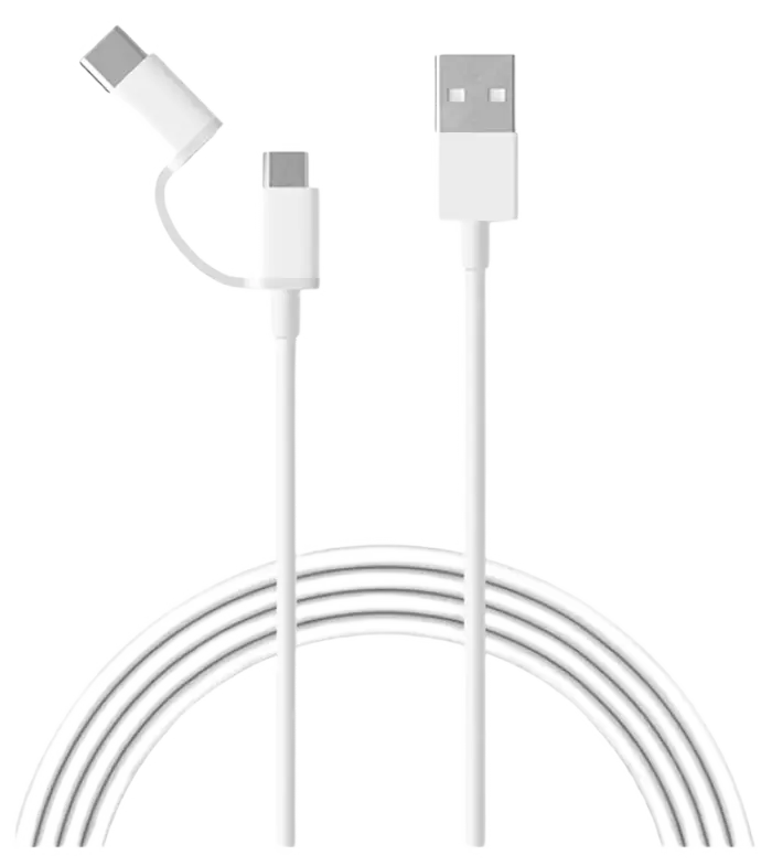 Cablu de încărcare Xiaomi SJV4082TY, USB Type-A/Micro USB, USB Type-C, 1m, Alb - photo