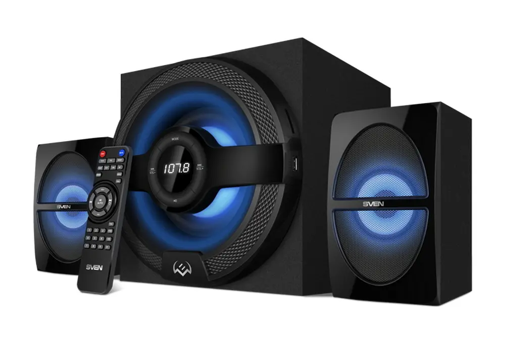 Speakers SVEN "MS-2085" SD-card, USB, FM, remote control, Bluetooth, Black, 60w/30w + 2x15w/2.1 - photo