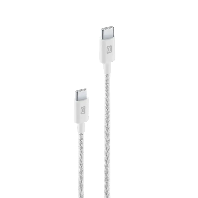 Cablu de încărcare și date Cellularline Power Braided, USB Type-C/USB Type-C, 2,5m, Alb - photo