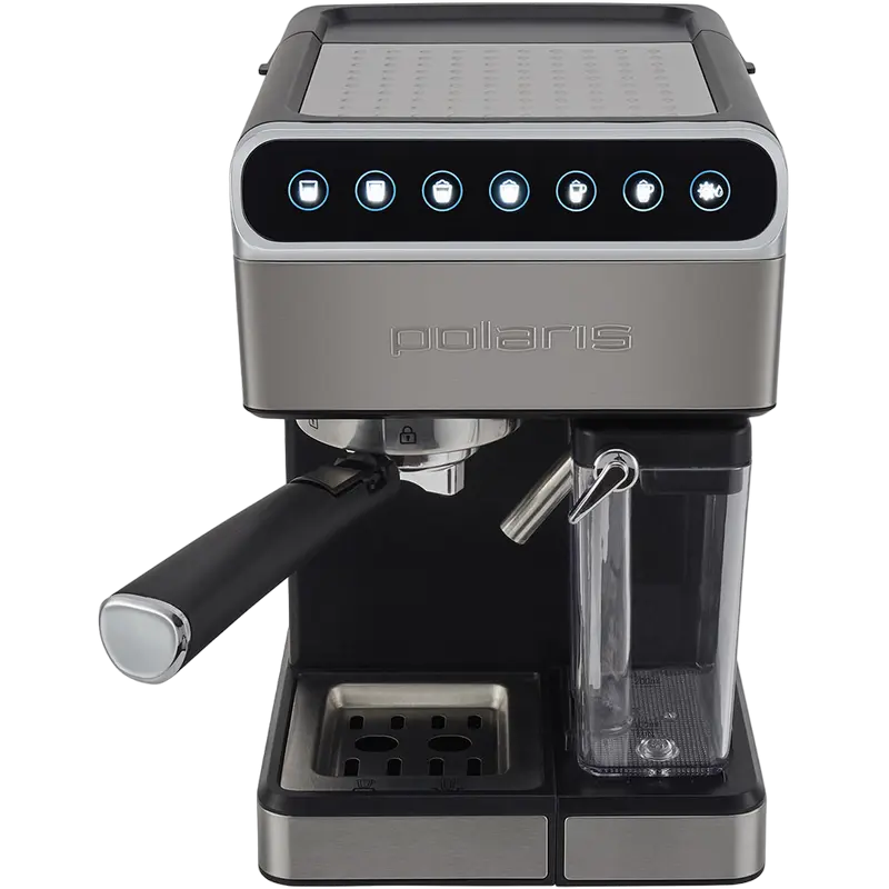 Кофеварка рожковая Polaris PCM 1535E Adore Cappuccino, 1400Вт, Серебристый - photo