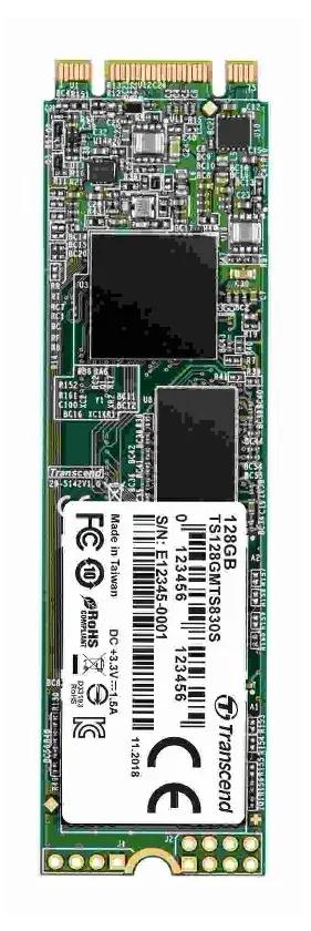 .M.2 SATA SSD  128GB Transcend  "TS128GMTS830S" [80mm, R/W:560/510MB/s, 85K/85K IOPS, SM2258, 3DTLC]