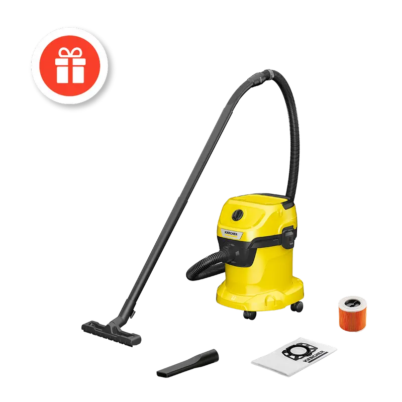 Пылесос Karcher WD 3 V-15/6/20 + Фильтр-мешки KFI 357, Жёлтый - photo