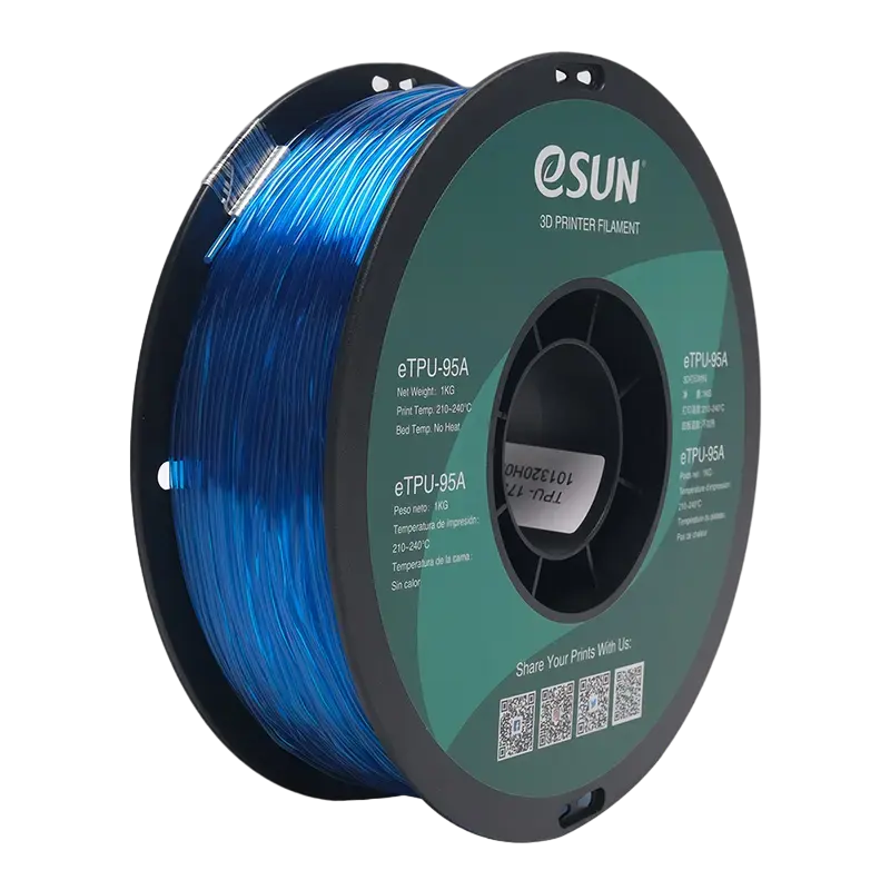 Filament pentru imprimantă 3D ESUN eTPU-95A, Albastru Transparent, 1,75 mm, 1 kg - photo