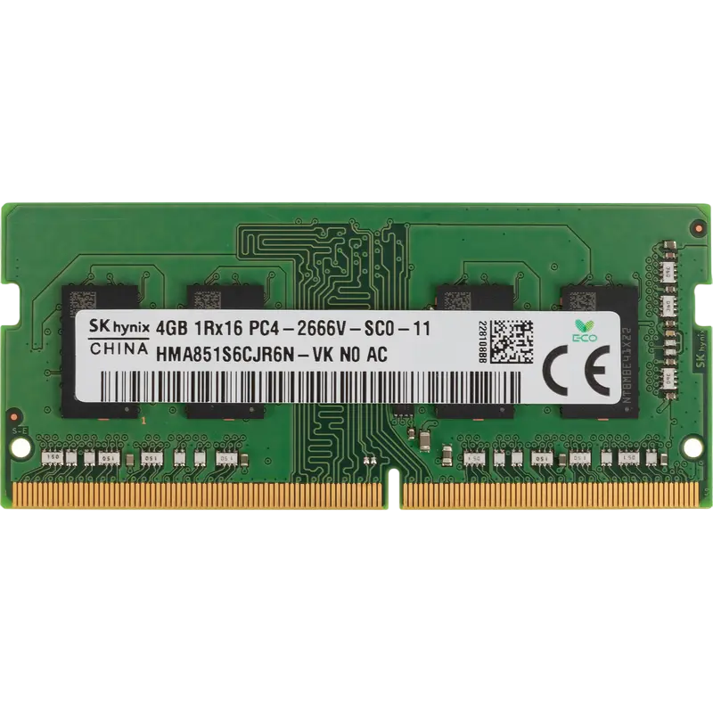 Оперативная память Hynix HMA851S6CJR6N-VKN0, DDR4 SDRAM, 2666 МГц, 4Гб, 2666 So-Dimm - photo