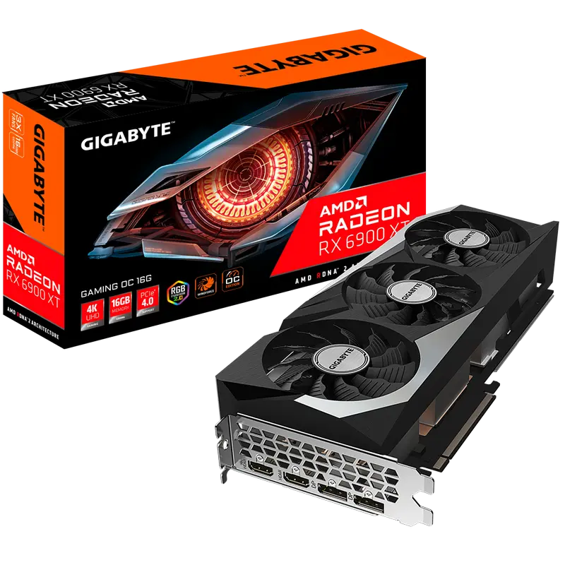 Видеокарта Gigabyte GV-R69XTGAMING OC-16GD, 16GB GDDR6 256бит - photo