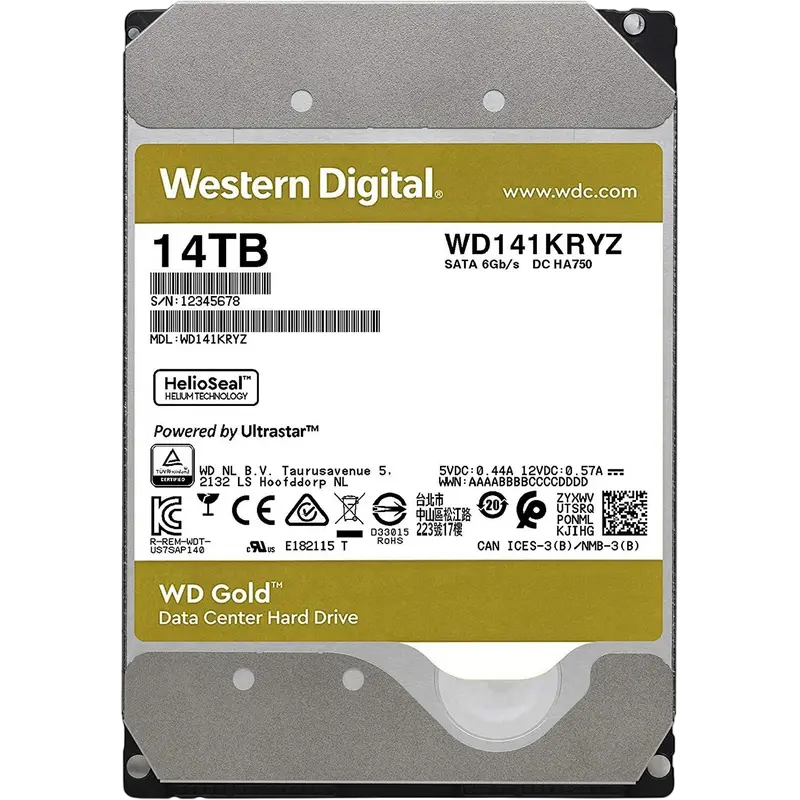 Жесткий диск Western Digital WD Gold, 3.5", 14 ТБ <WD141KRYZ> - photo