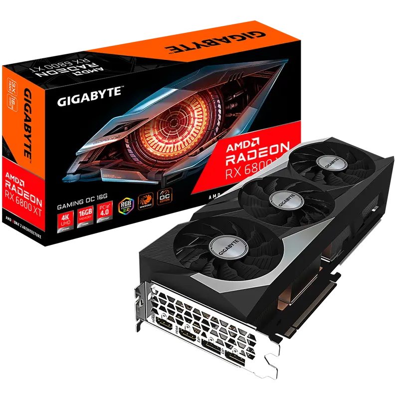 Видеокарта Gigabyte GV-R68XTGAMING OC-16GD, 16GB GDDR6 256бит - photo