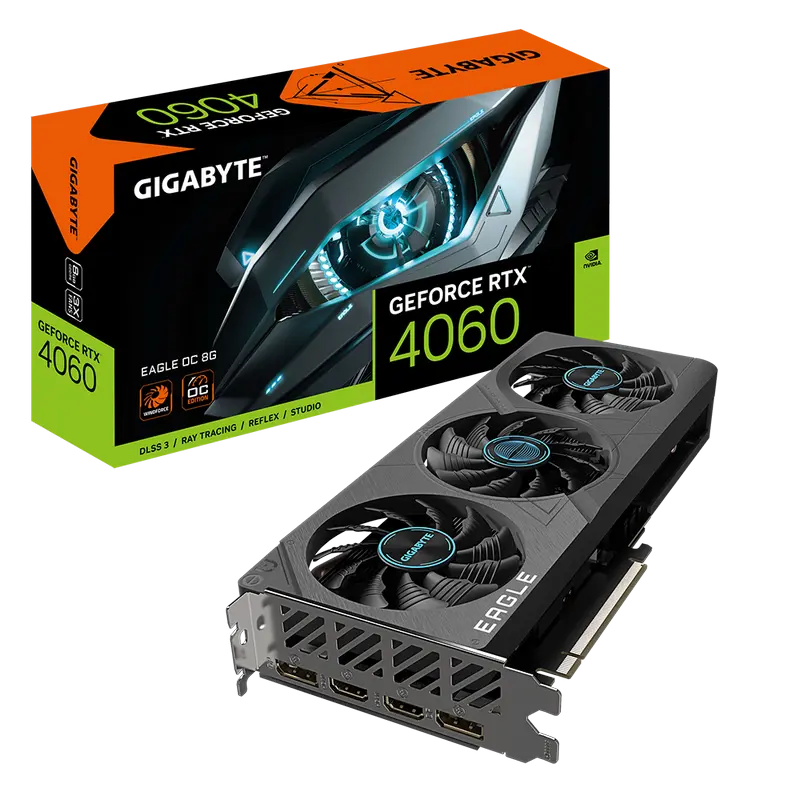 Видеокарта Gigabyte GV-N4060EAGLE OC-8GD,  8GB GDDR6 128бит  - photo