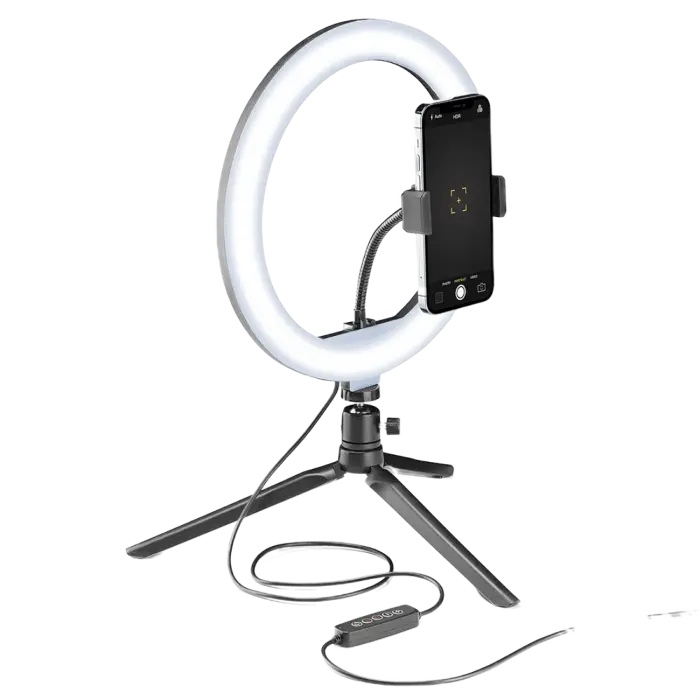 Lampă circulară Cellularline Selfie Ring Multicolor - Universale, Negru - photo