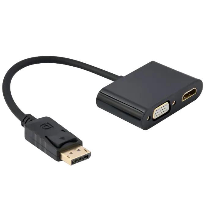 Переходник Cablexpert A-DPM-HDMIFVGAF-01, DisplayPort (M) - HDMI (F) + VGA (F), 0.1 м, Чёрный - photo