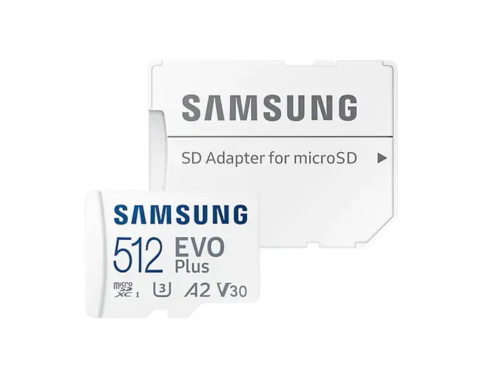 512GB MicroSD (Class 10) UHS-I (U3) +SD adapter, Samsung EVO Plus "MB-MC512KA" (R:130MB/s) - photo