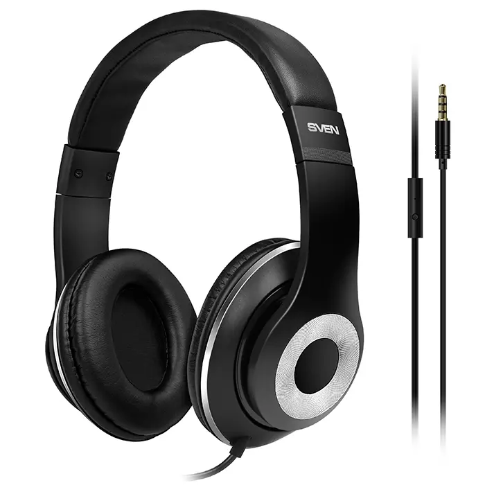 Headset SVEN AP-930M with Microphone on cable, 3,5mm jack (4 pin), black-silver - photo