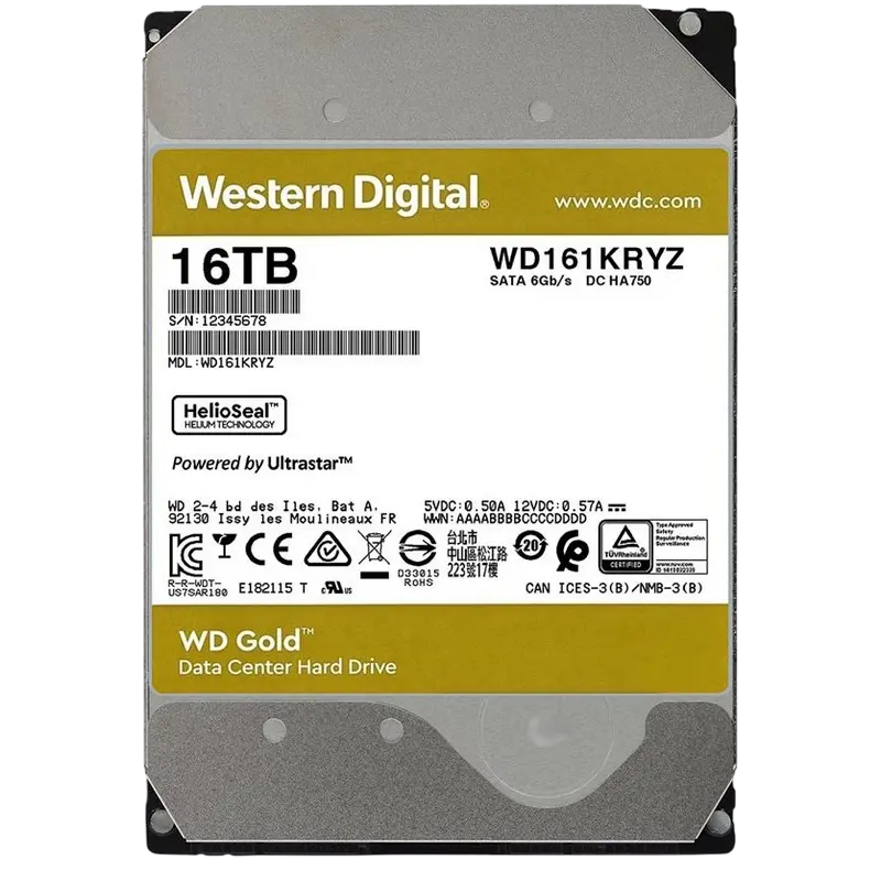 Жесткий диск Western Digital WD Gold, 3.5", 16 ТБ <WD161KRYZ> - photo