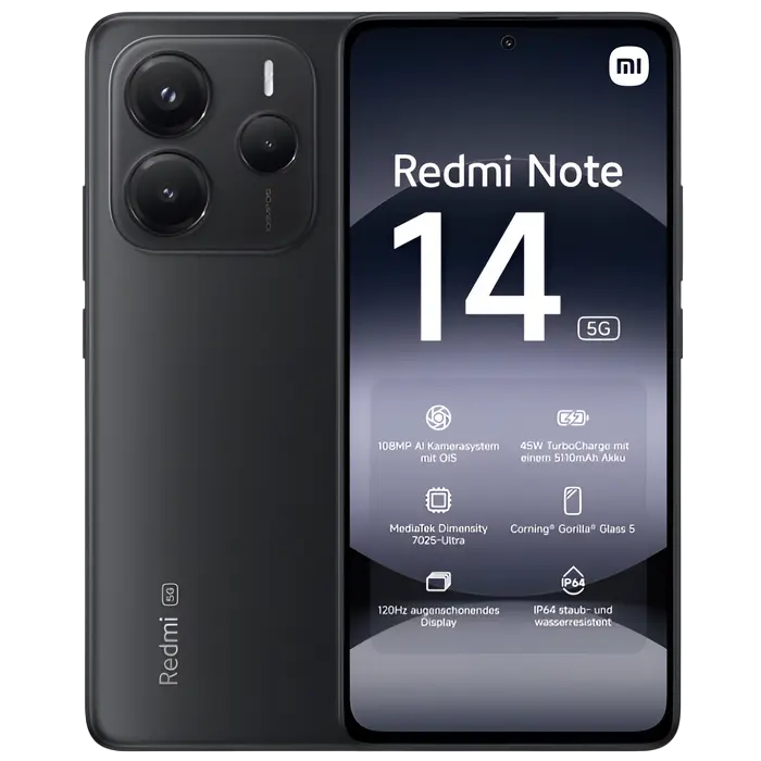 Смартфон Xiaomi Redmi Note 14 5G, 6Гб/128Гб, Midnight Black - photo