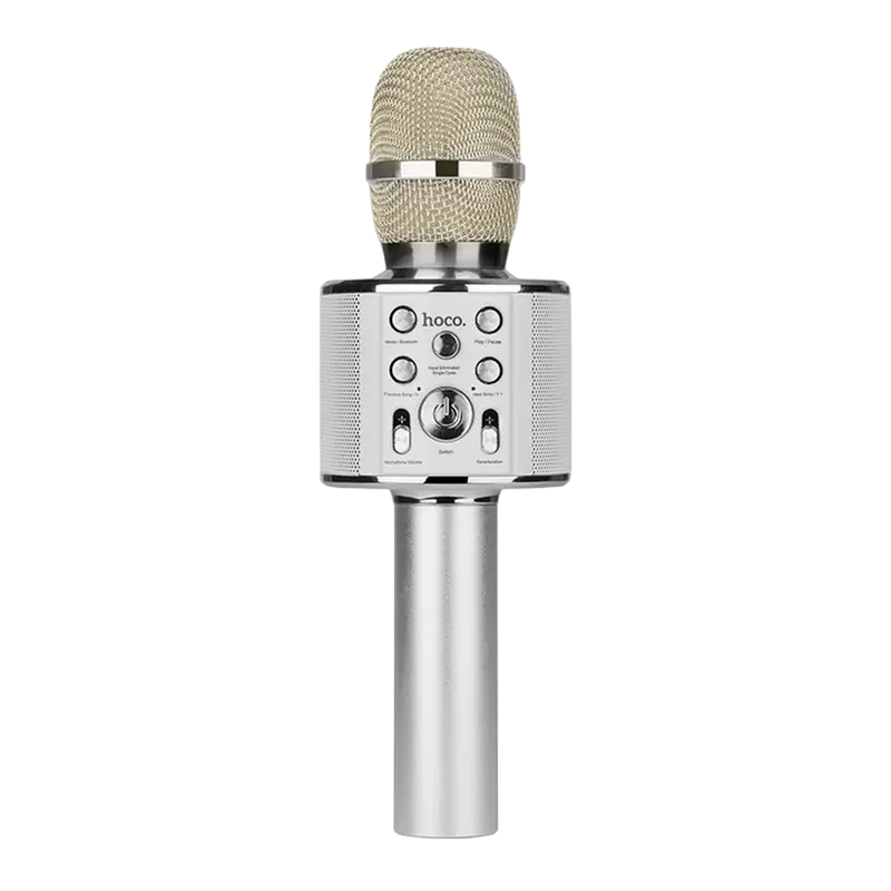 Microfon Karaoke Hoco BK3, Fără fir, Argintiu - photo