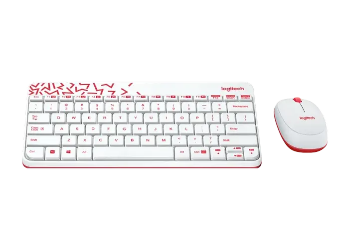 Set Tastatură + Mouse Logitech MK240, Fără fir, Alb/Roșu - photo