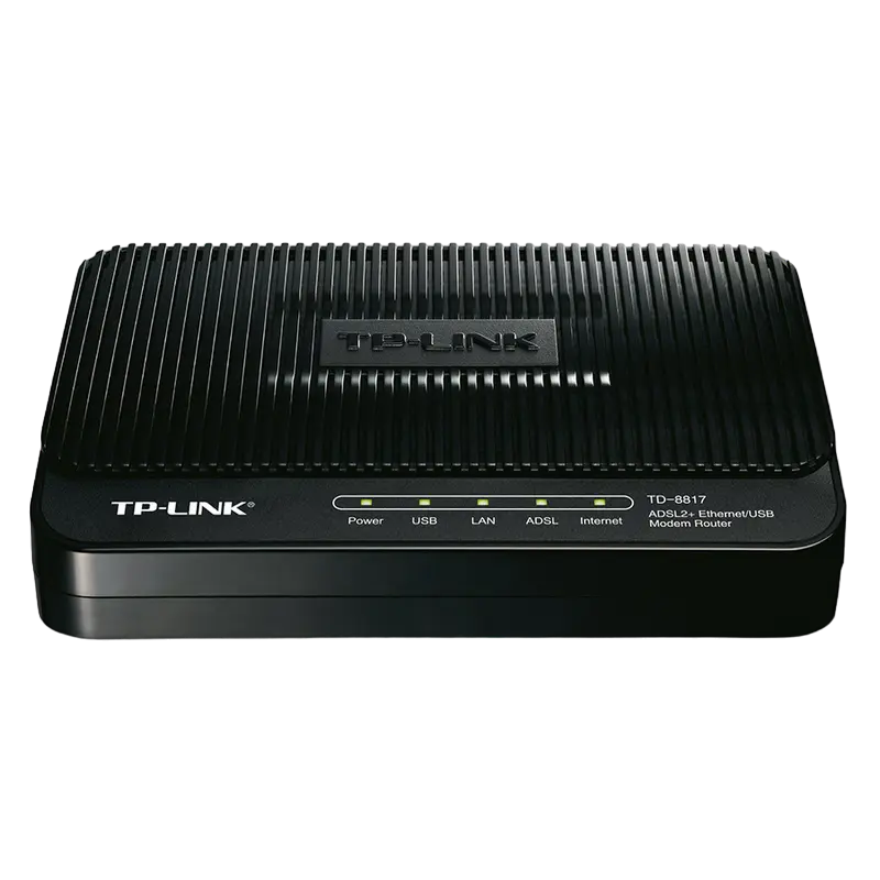 ADSL Модем TP-LINK TD-8817, ADSL/ADSL2/ADSL2 + до 24 Мбит/с, Чёрный - photo