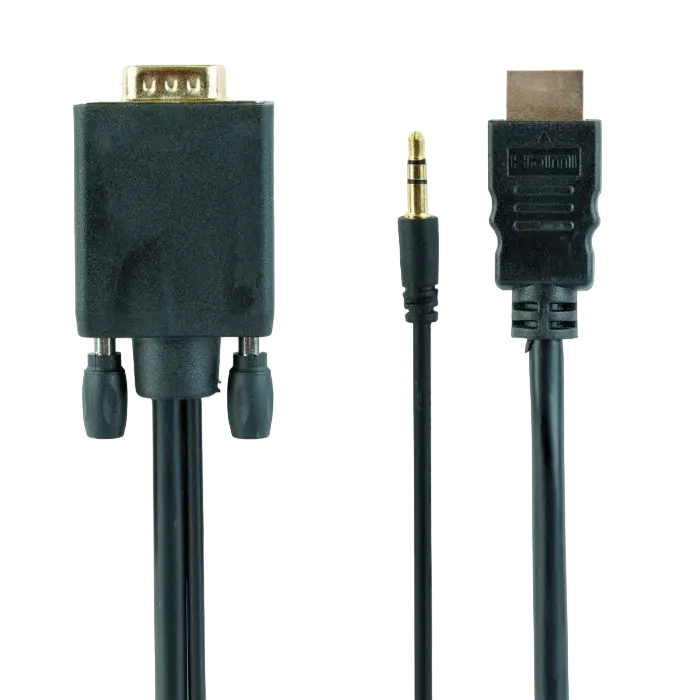 Видео кабель Cablexpert A-HDMI-VGA-03-6, HDMI (M) - VGA D-Sub + 3.5 mm Jack, 1,8м, Чёрный - photo