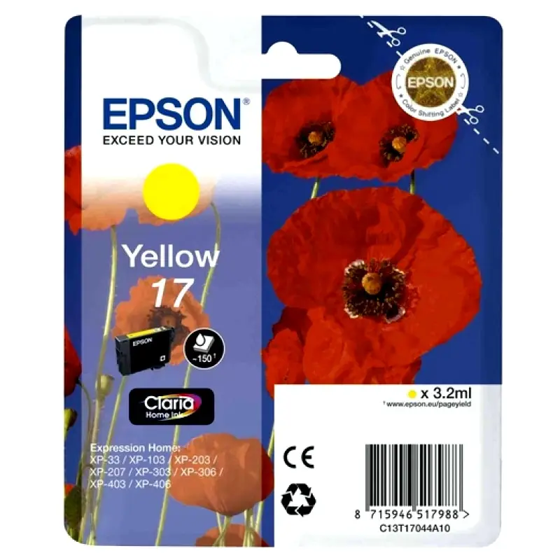 Картридж чернильный Epson 17 Claria Home, C13T17044A10, Желтый - photo