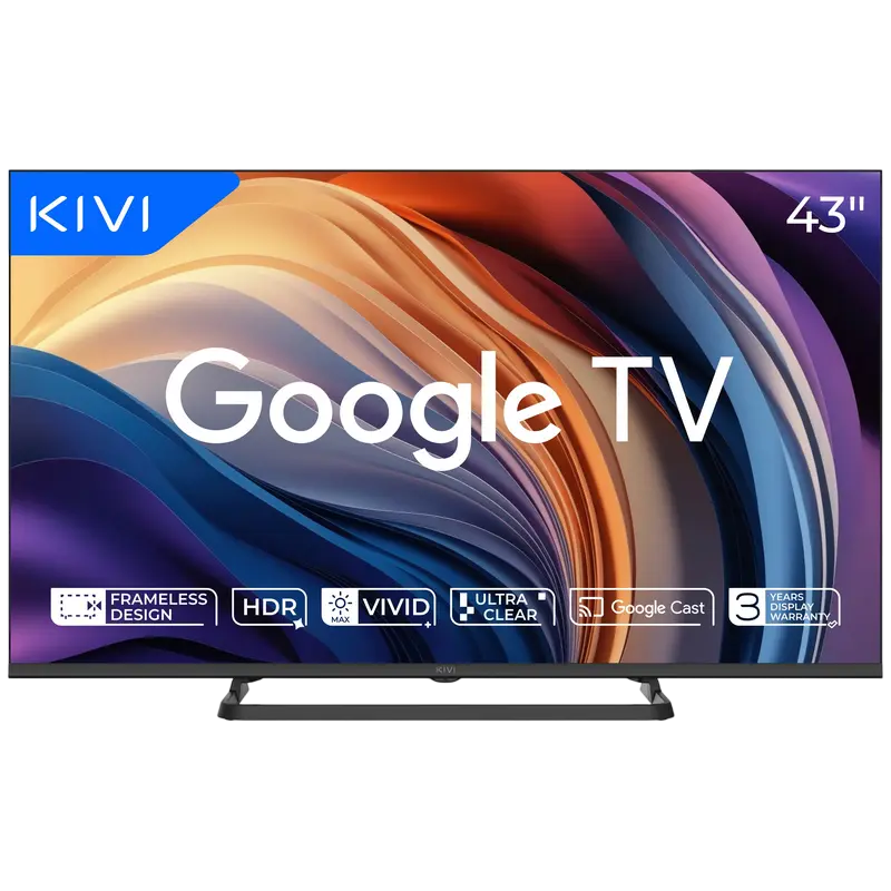 43" LED SMART TV KIVI 43U710QB, 3840x2160 4K UHD, Google TV, Negru - photo