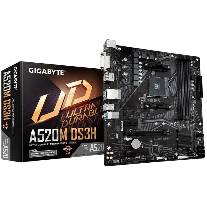 Материнская плата Gigabyte A520M DS3H 1.0, AM4, AMD A520, Micro-ATX - photo