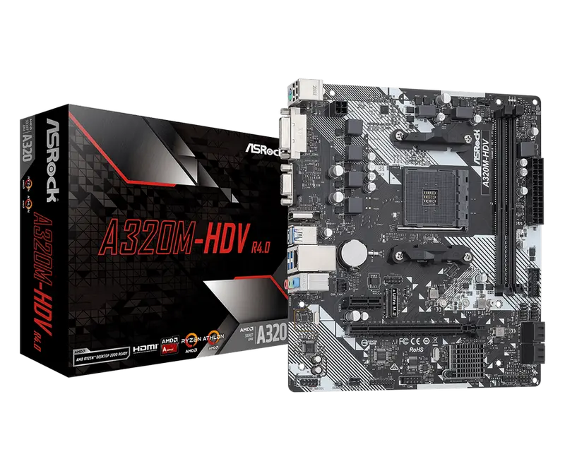Placă de bază ASRock A320M-HDV R4.0, AM4, AMD A320, Micro-ATX - photo