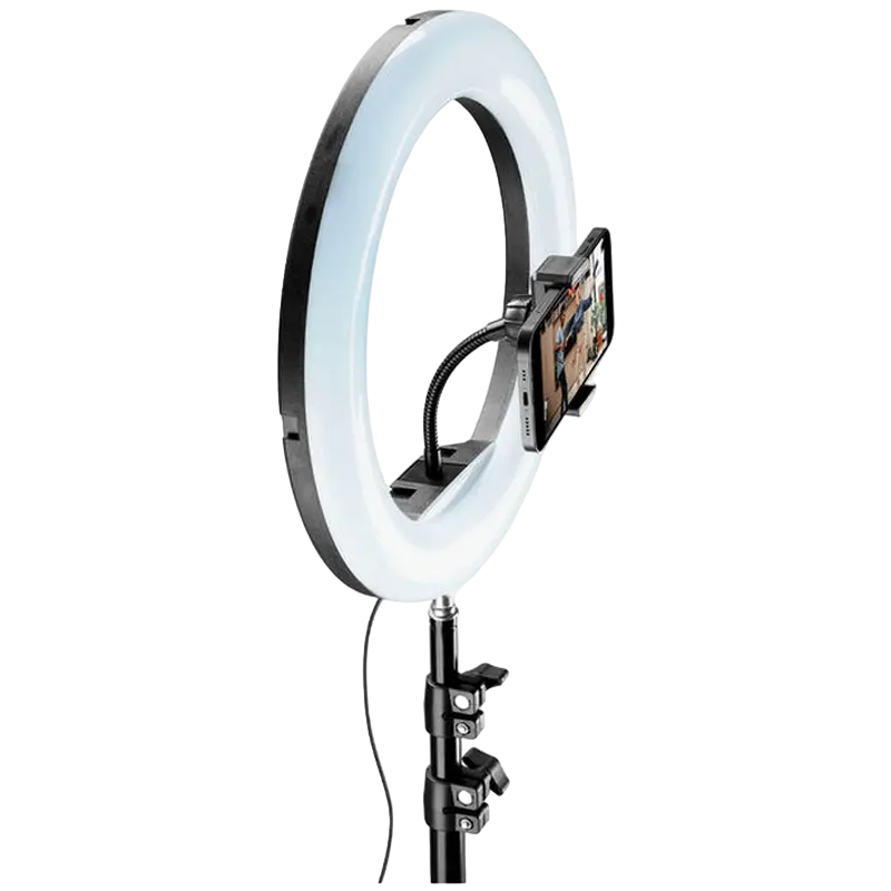 Lampă circulară Cellularline Selfie Ring Pro – Universale, Negru - photo