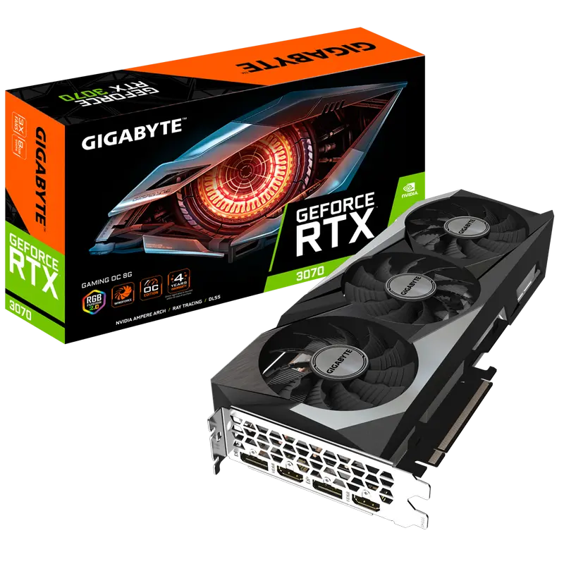 Видеокарта Gigabyte GV-N3070GAMING OC-8GD,  8GB GDDR6 256бит - photo